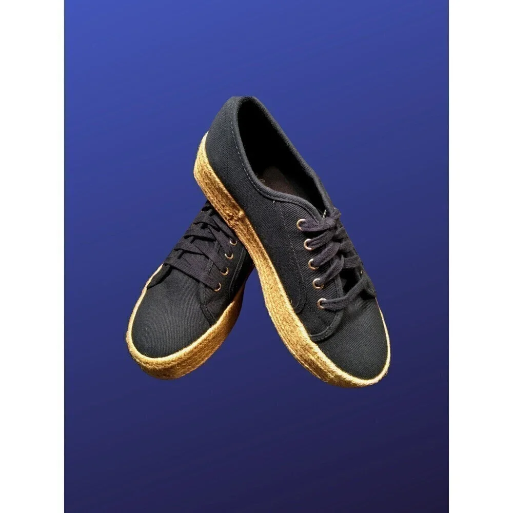 Wild PAIR “Sofeya” Espadrille Platform Sneaker, NAVY/NATURAL, Size 8.5, NWB